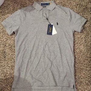 Polo Ralph Lauren Custom Slim-Fit Cotton Mesh Polo Gray Small